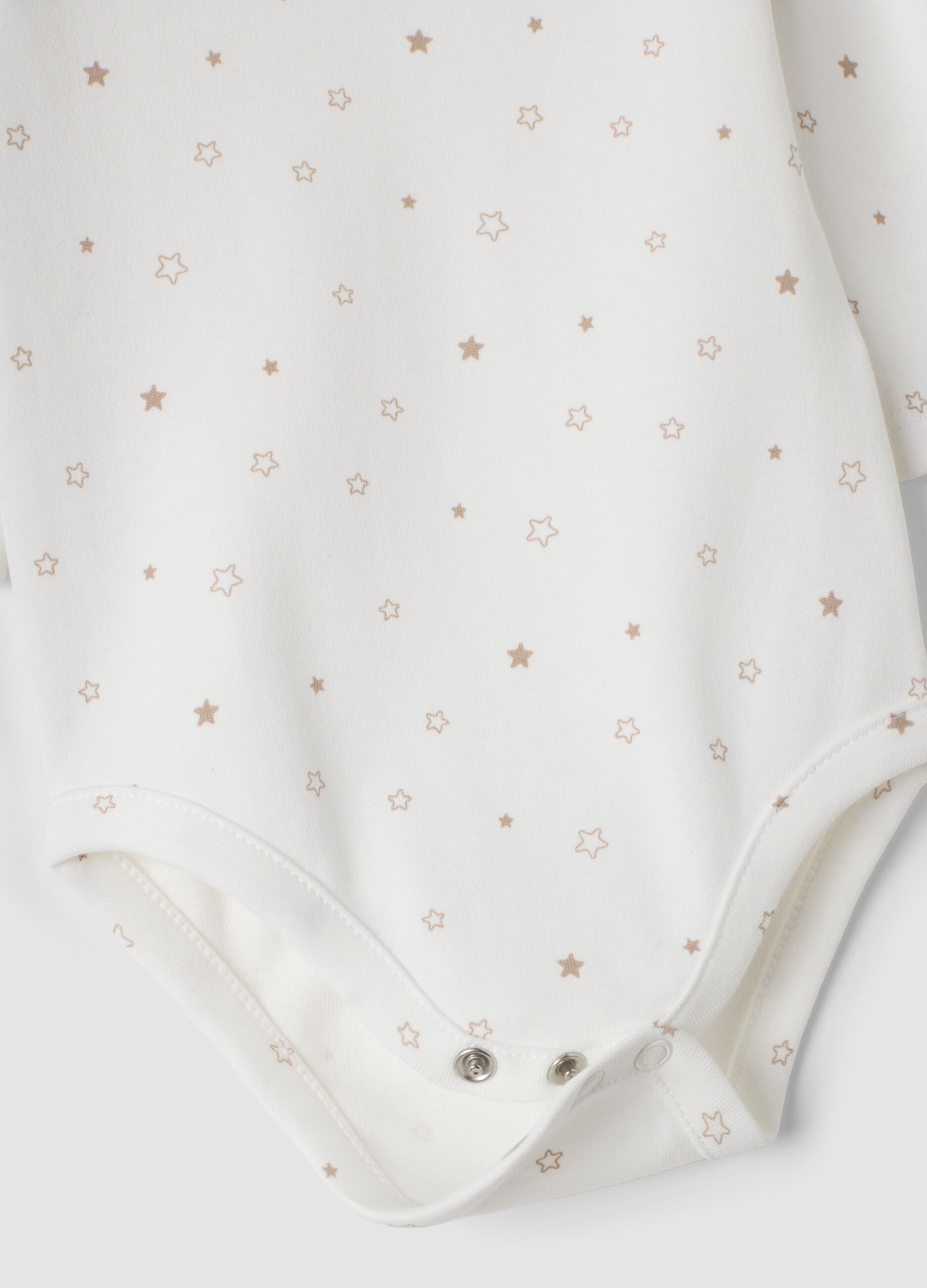 3-pack beige and white organic cotton crew-neck bodysuits