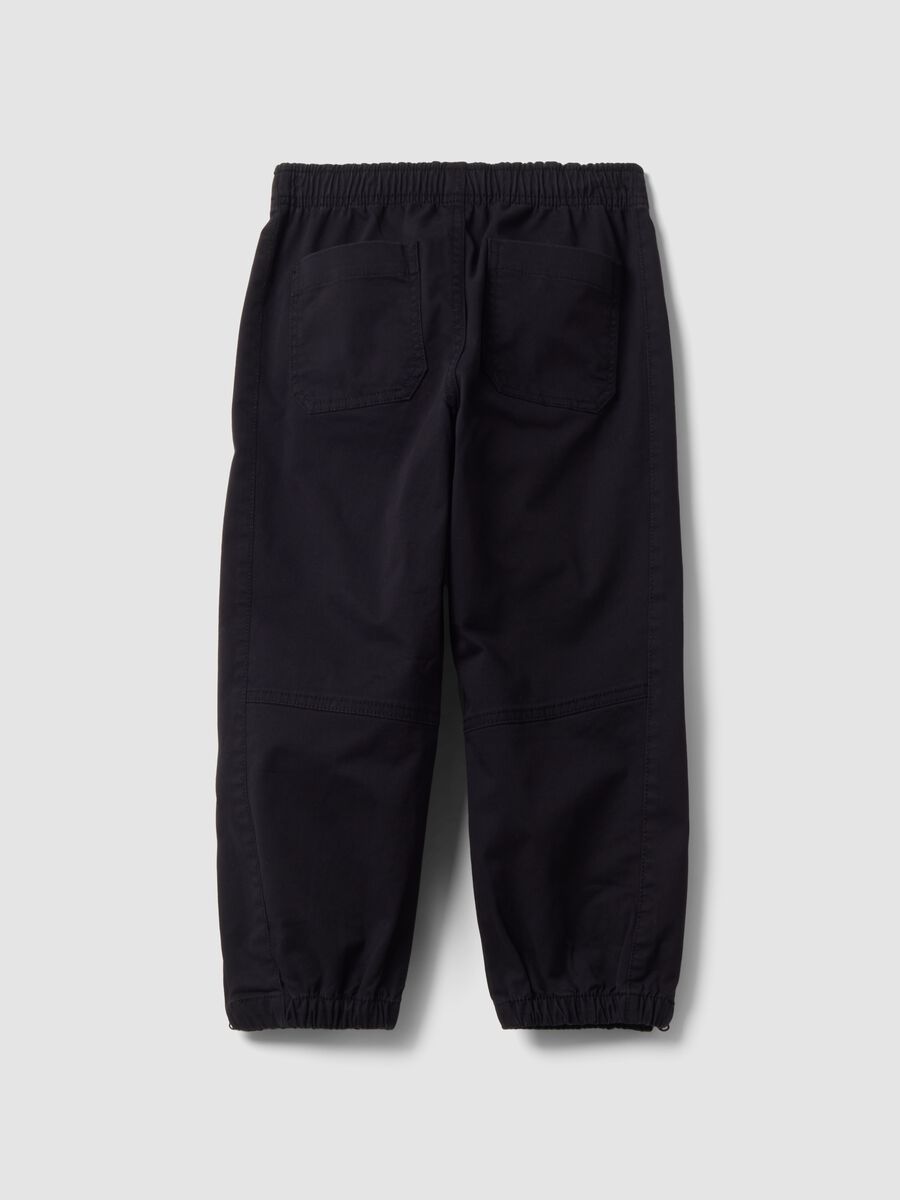 Black stretch cotton jogger trousers for boys_6