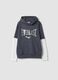Blue cotton-blend hoodie with front kangaroo pocket_0