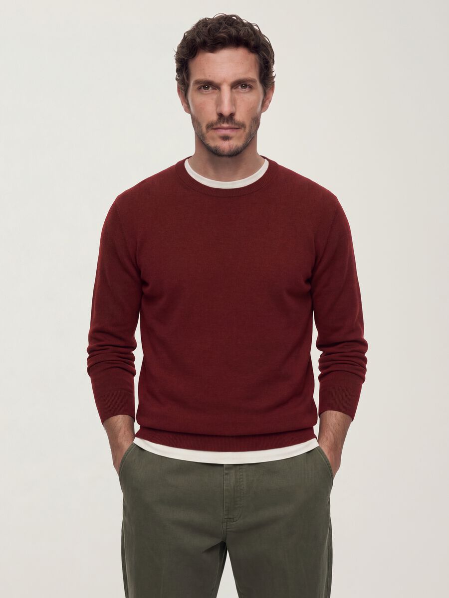 Red crew-neck jumper in viscose blend, regular fit_0