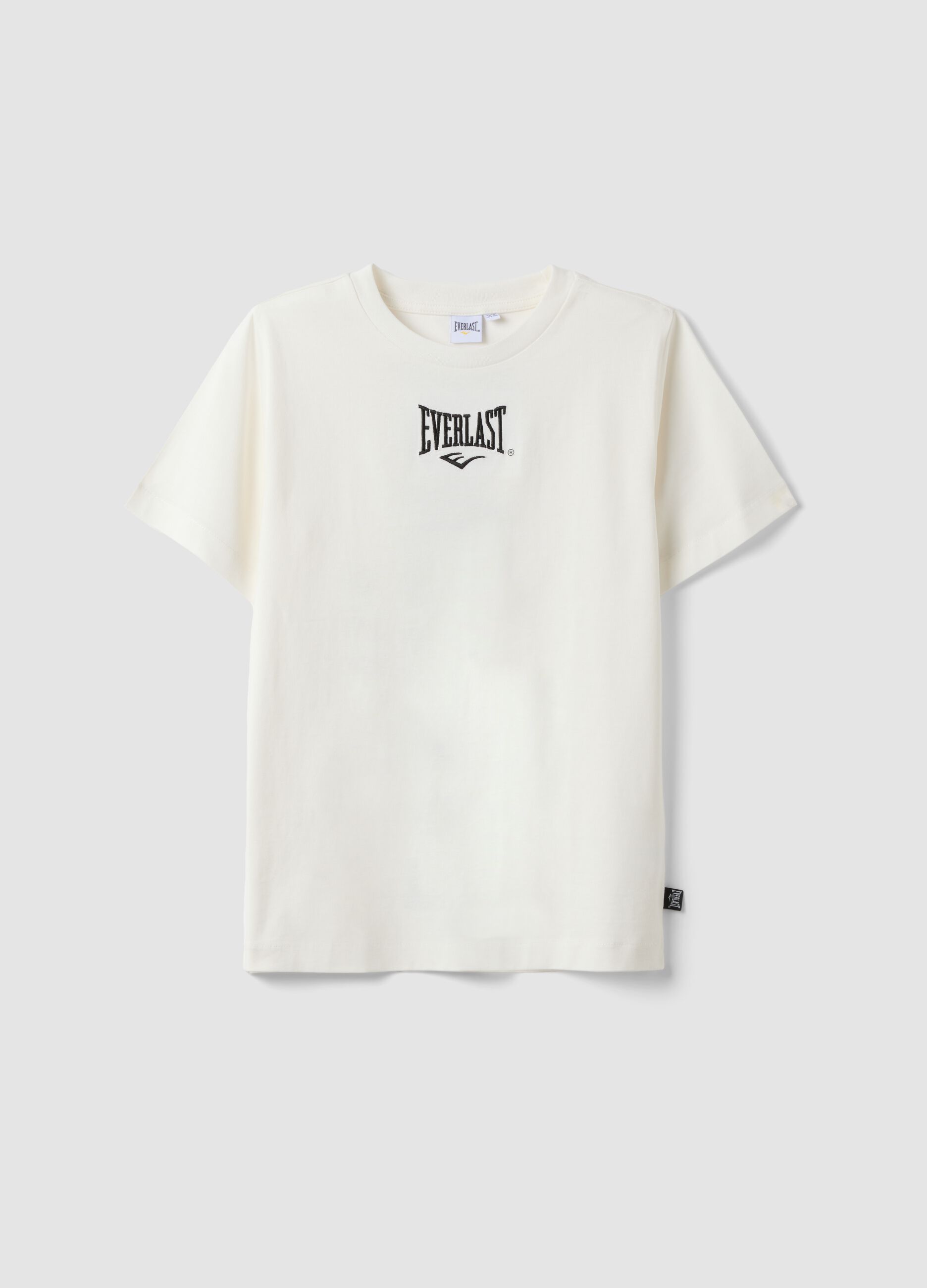 White pure cotton T-shirt with print, regular fit for boys