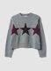 Maglia grigia in tessuto elasticizzato con motivo a stelle over fit_4