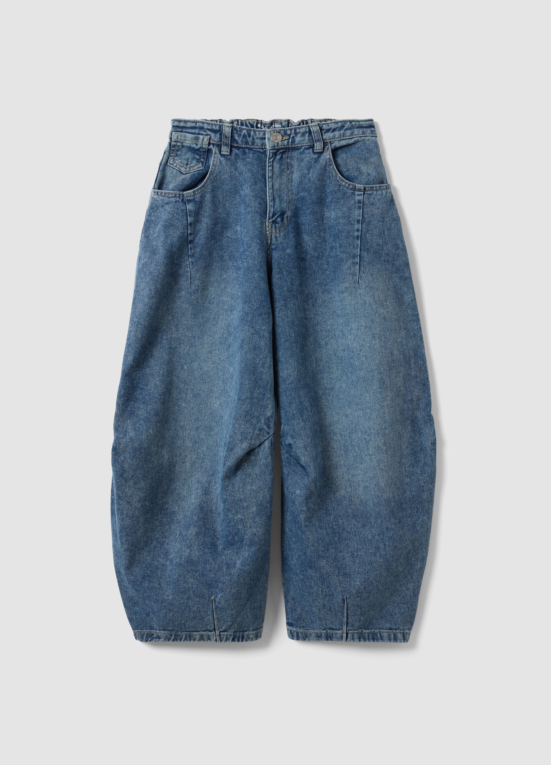 Pure cotton denim balloon-fit jeans for girls