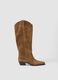 Brown low-heel genuine leather boots_0