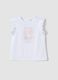 White organic cotton girls&rsquo; tank top with print and ruffles_0