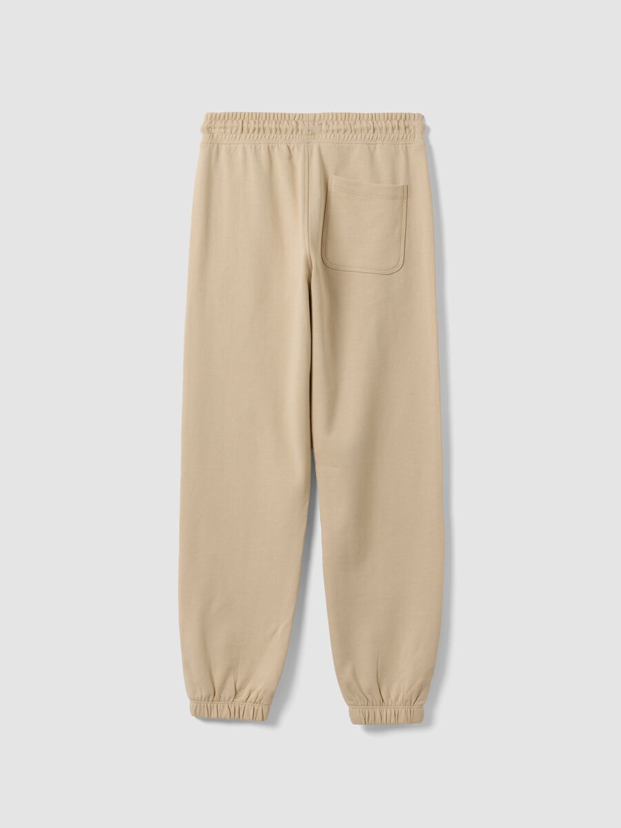 Beige pure cotton comfort-fit joggers for boys_4