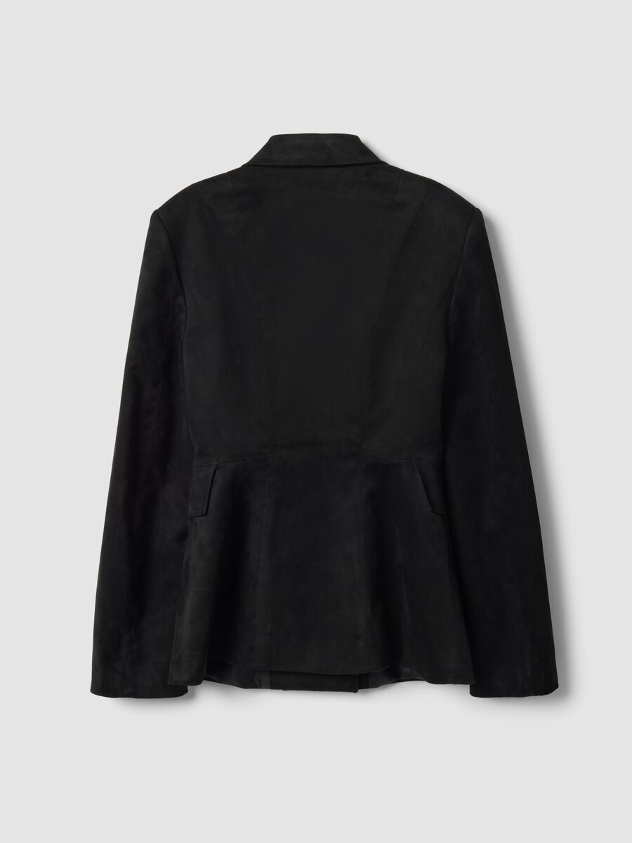 Black Faux Suede Blazer_6