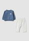 Blue and white pure organic cotton sweatshirt and trousers set_0