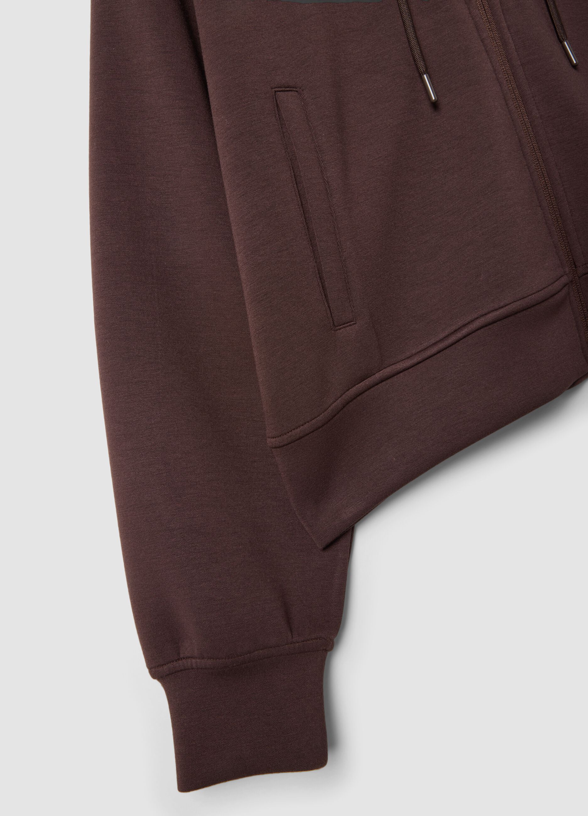 Felpa marrone in modal elasticizzato con cappuccio regular fit