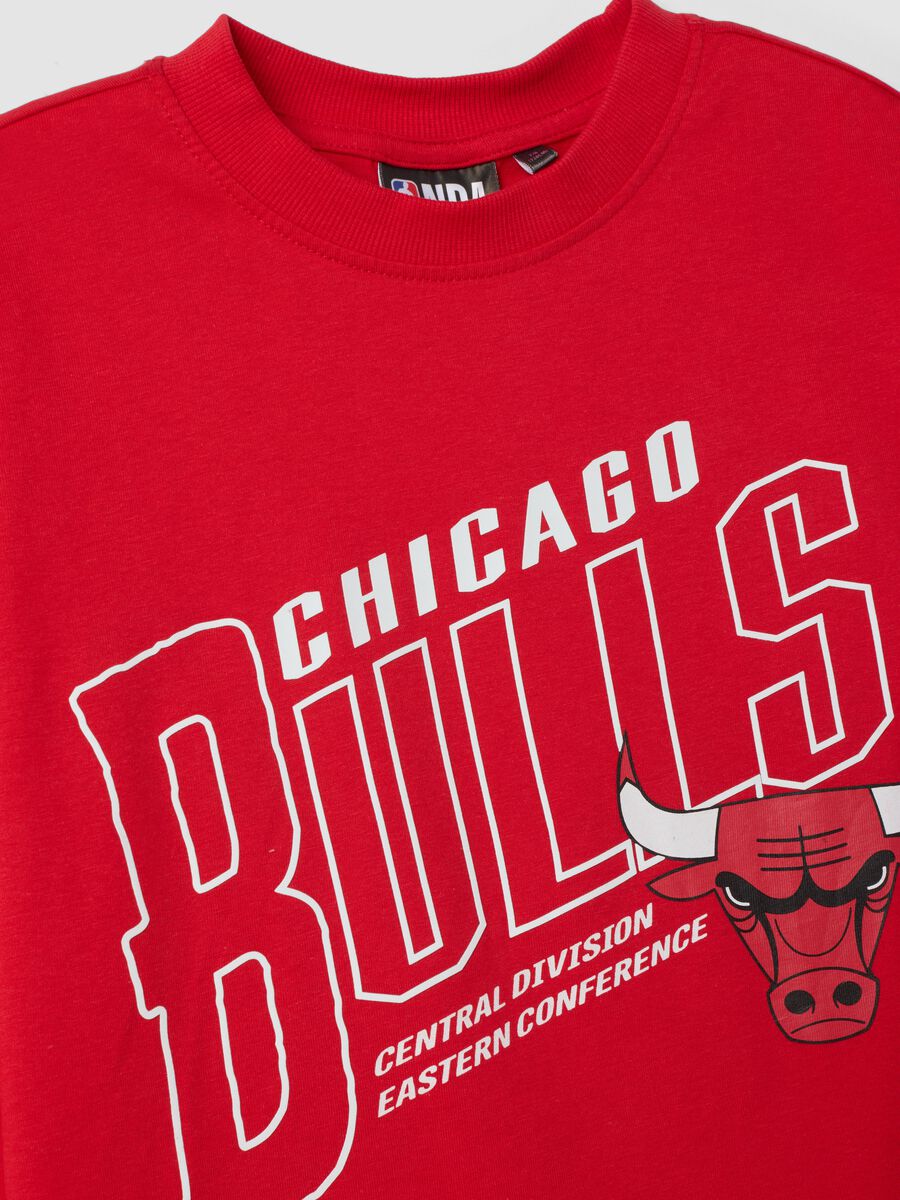Red pure cotton T-shirt with Chicago Bulls print_2