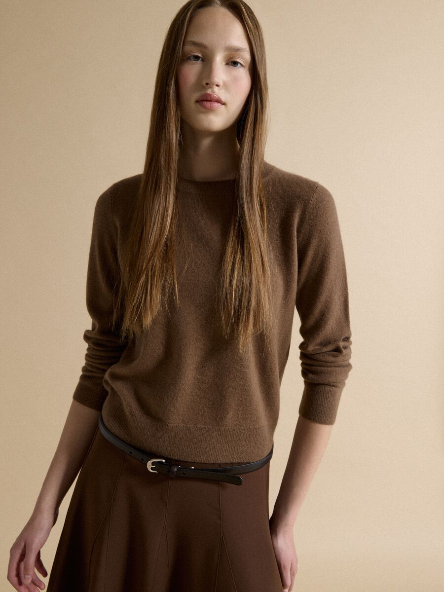 Brown pure cashmere crew-neck jumper_1