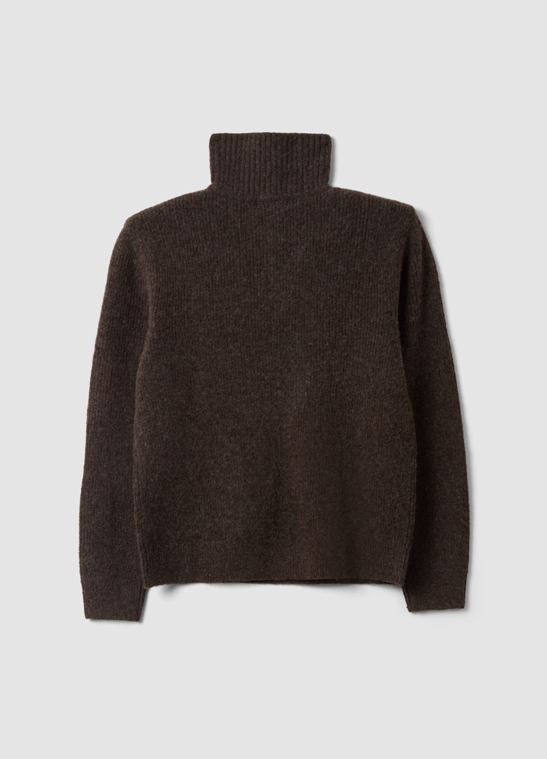 Men&rsquo;s brown stretch wool half-zip jumper, regular fit