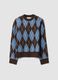 Multicolour stretch wool jumper with diamond jacquard and crew neck_0