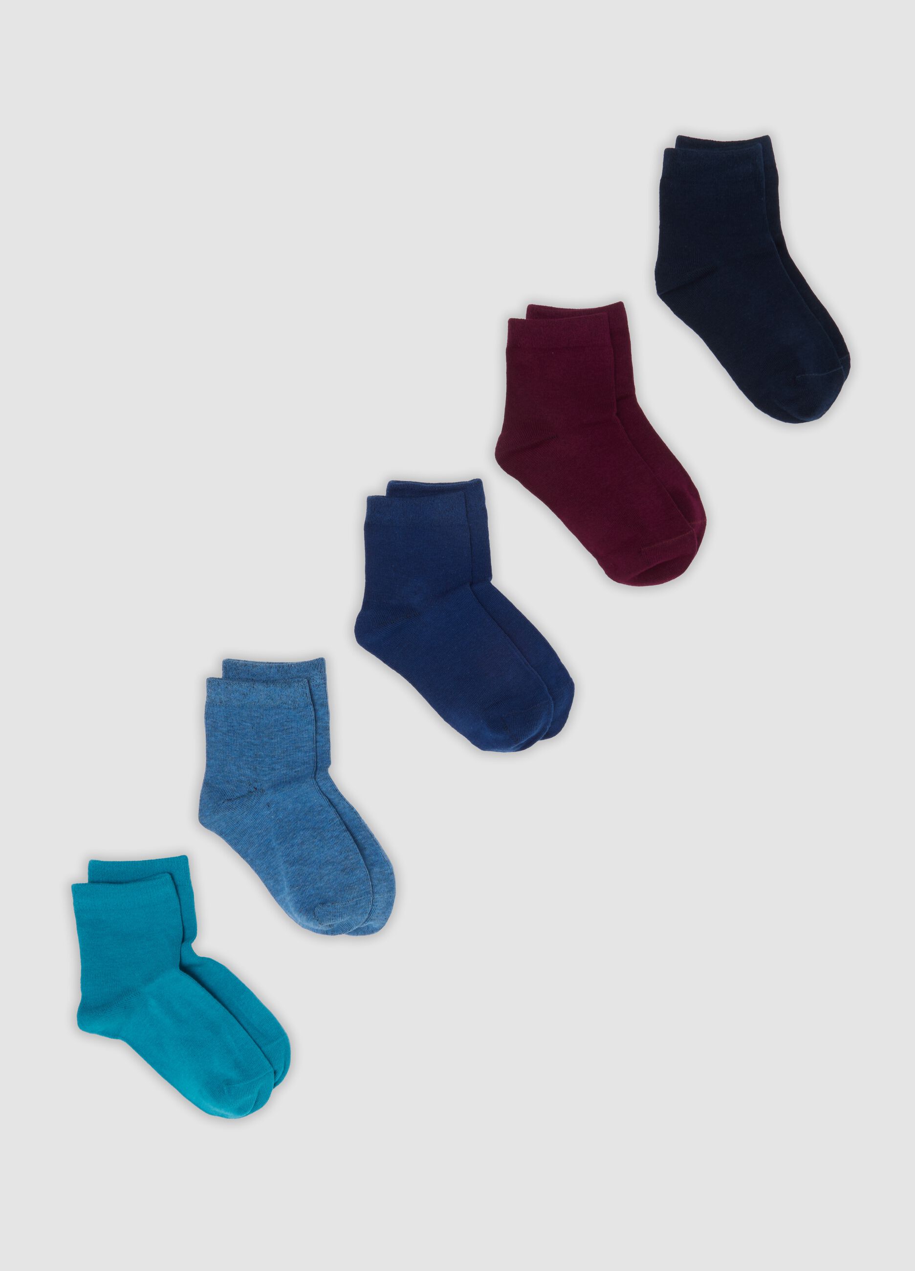 5-pack of multicolour short socks in stretch organic cotton