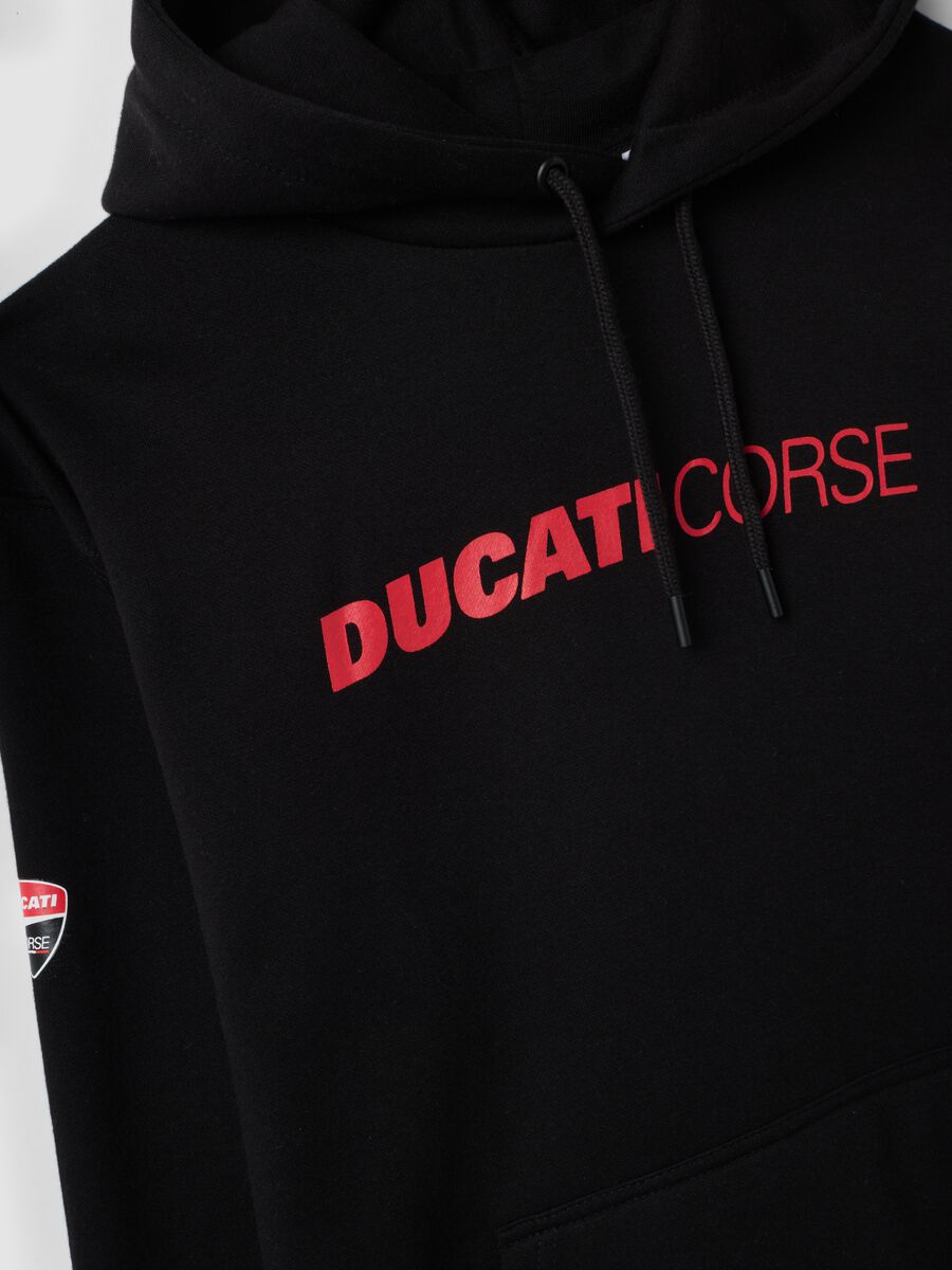Black cotton-blend hoodie with Ducati print, relaxed fit_5