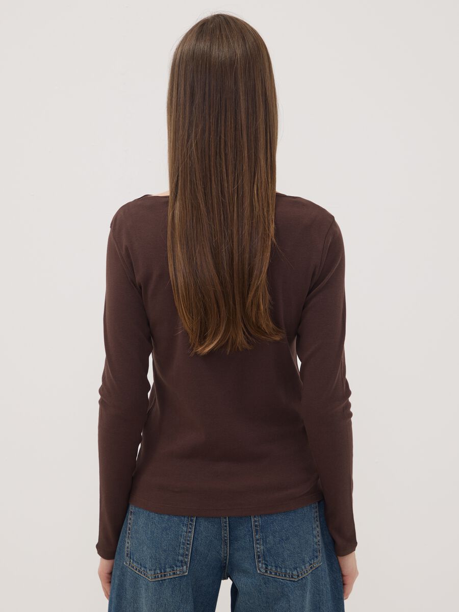 Brown pure cotton crew-neck T-shirt_3