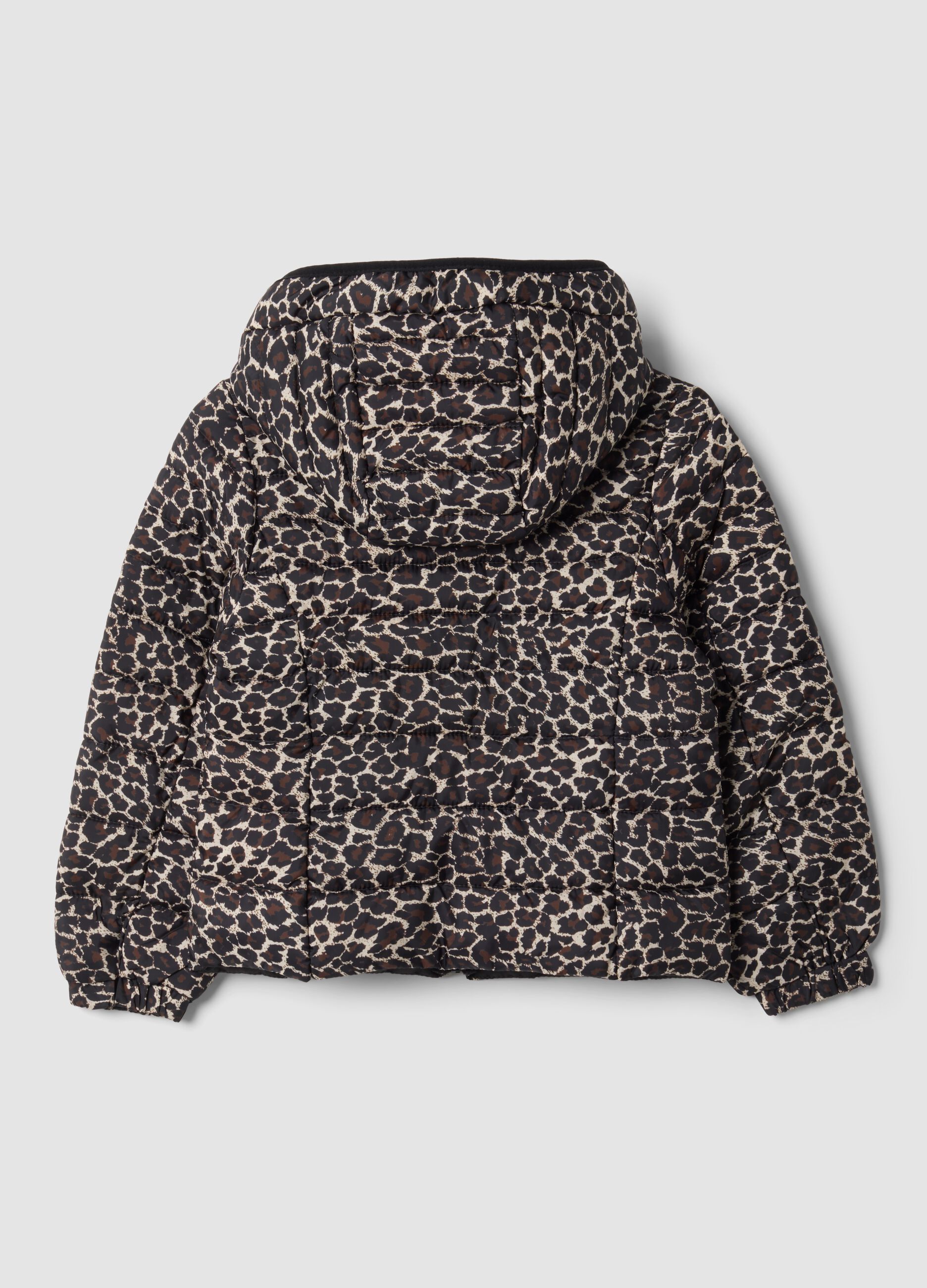 Giubbotto marrone imbottito con cappuccio e zip