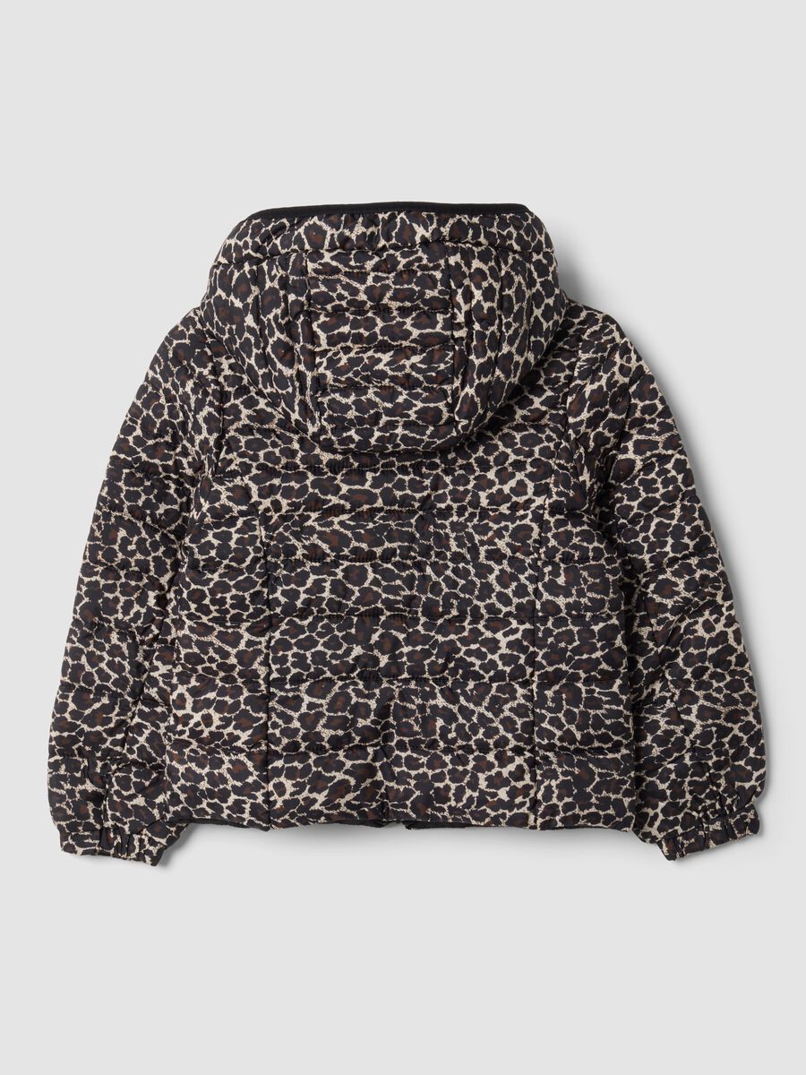 Giubbotto marrone imbottito con cappuccio e zip_1