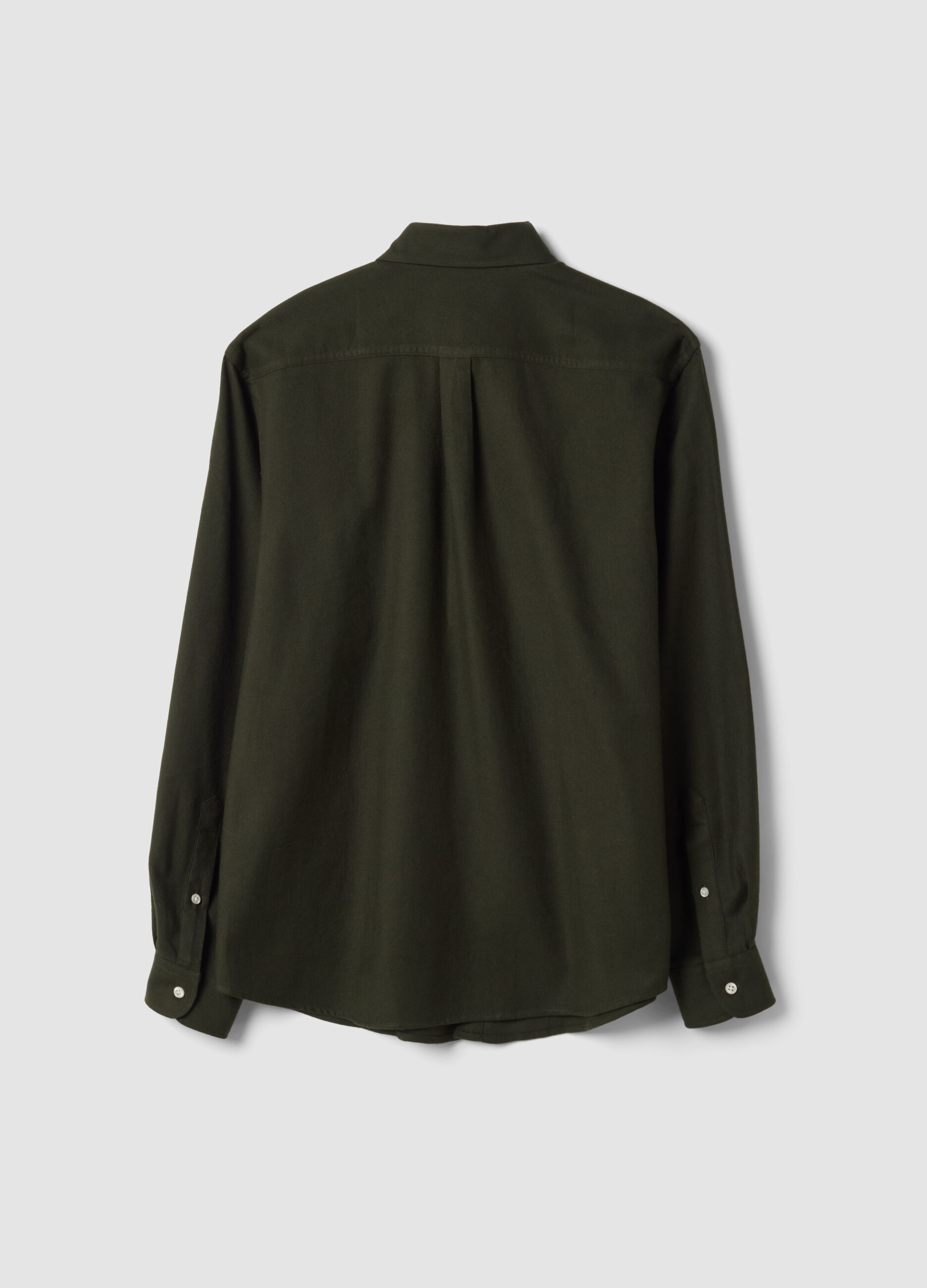 Camicia verde in flanella di puro cotone regular fit