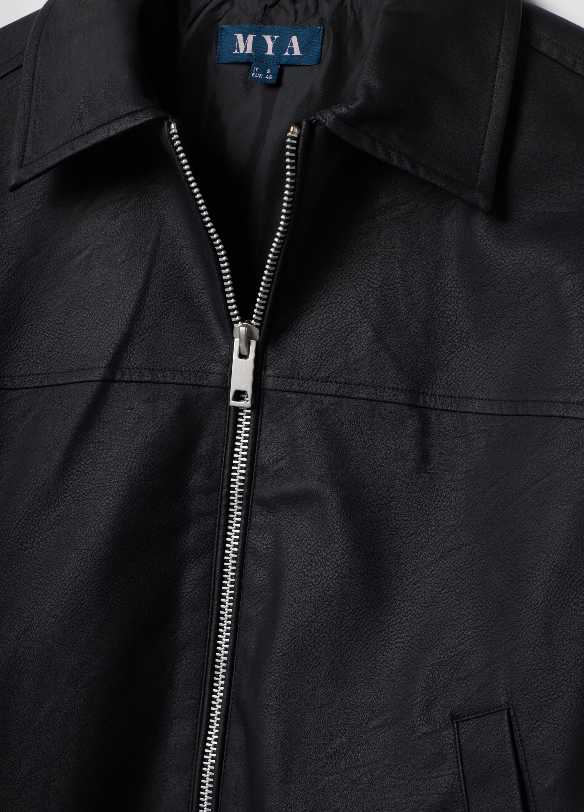 Black regular-fit jacket with zip and collar