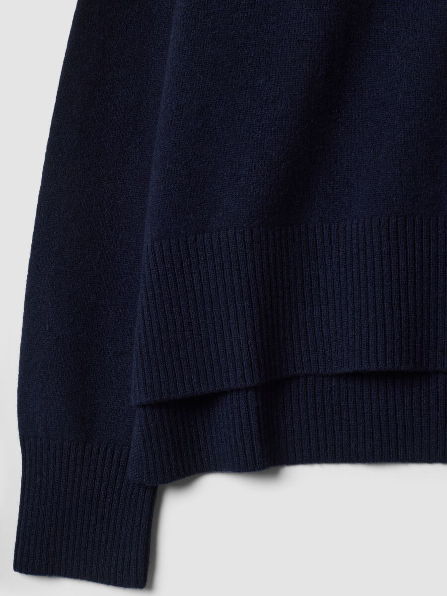 Blue pure wool jumper with raised neck, oversized fit_1