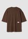 T-shirt marrone girocollo in puro cotone boxy fit_2