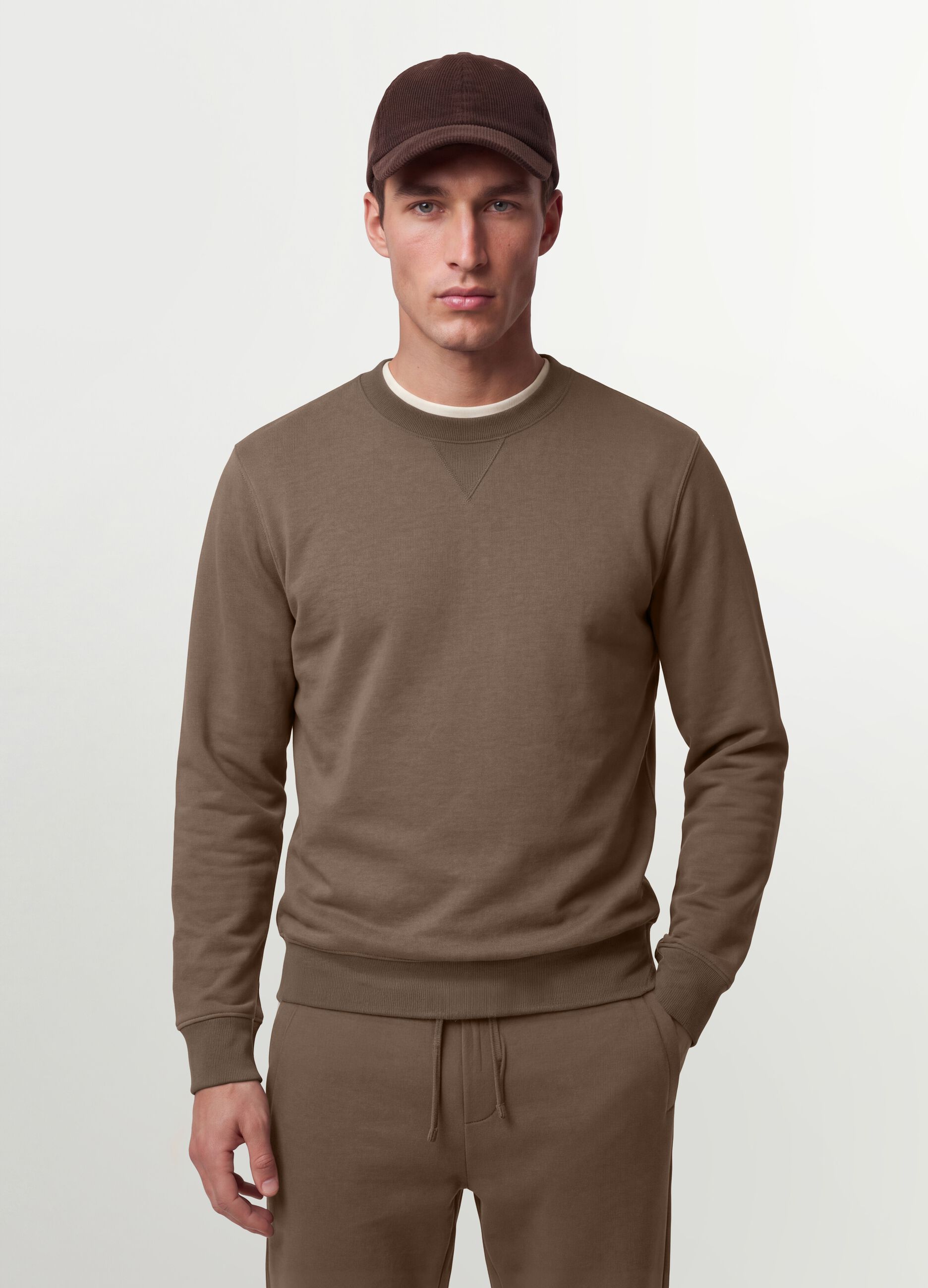 Grey crew neck sweatshirt in cotton blend, regular fit