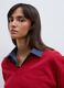 Red cotton-blend V-neck sweatshirt with oversized fit_1