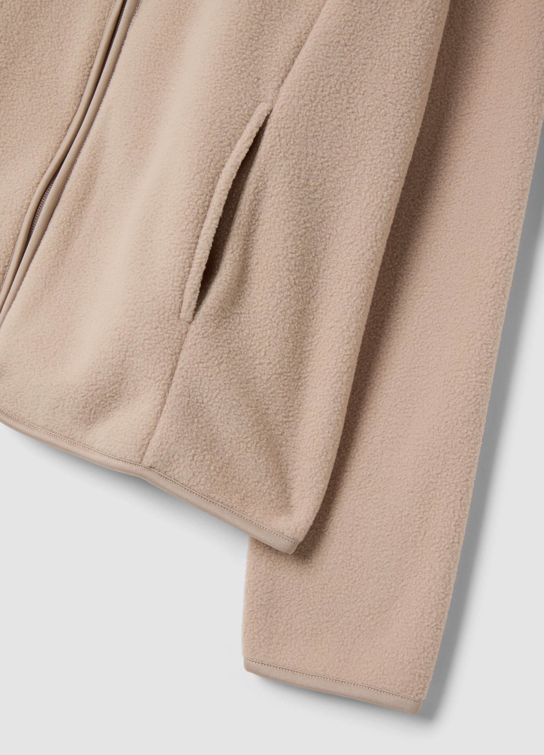 Felpa beige chiaro con girocollo e zip