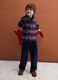 Pantaloni chino blu in puro cotone regular fit a coste_0