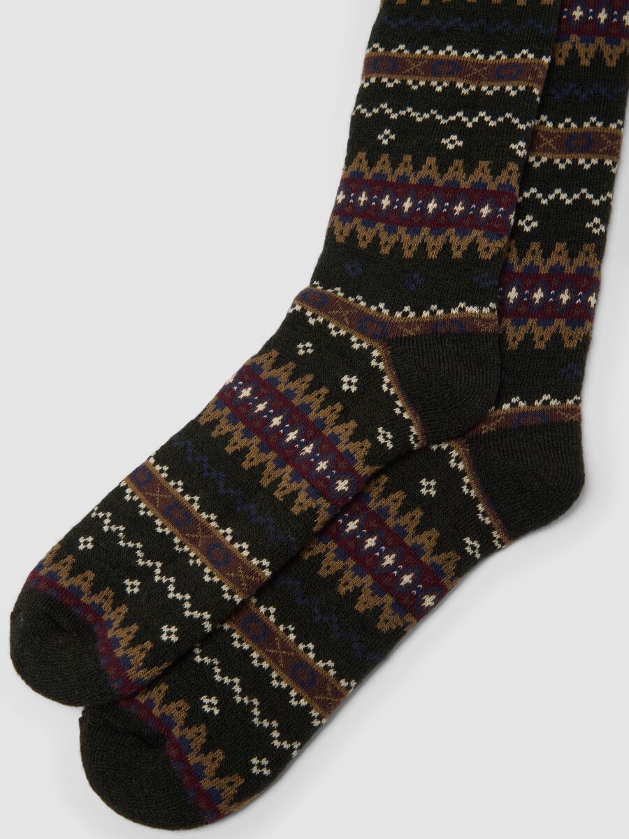 Green long cotton and stretch wool socks_2