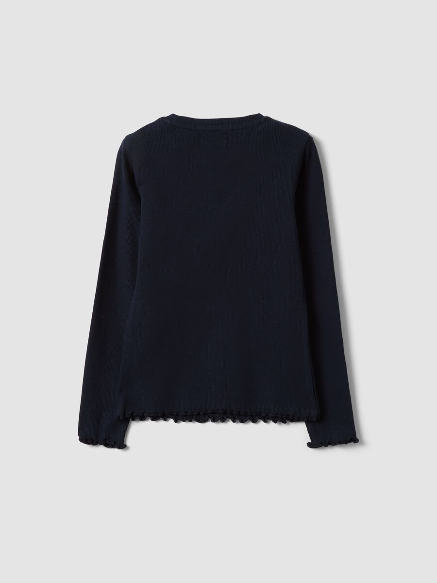 Blue ribbed stretch organic cotton T-shirt_1