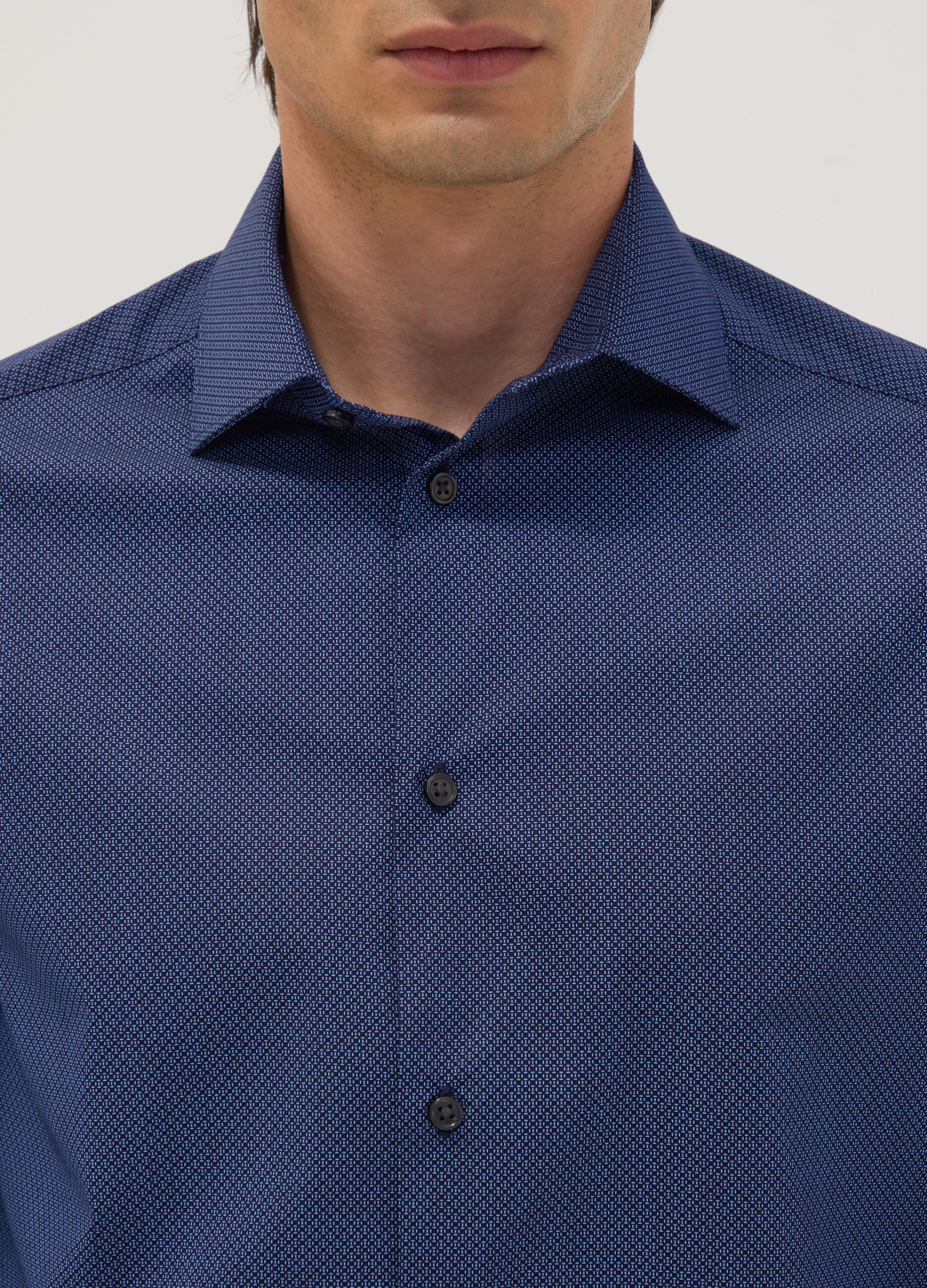 Blue slim-fit stretch cotton poplin shirt