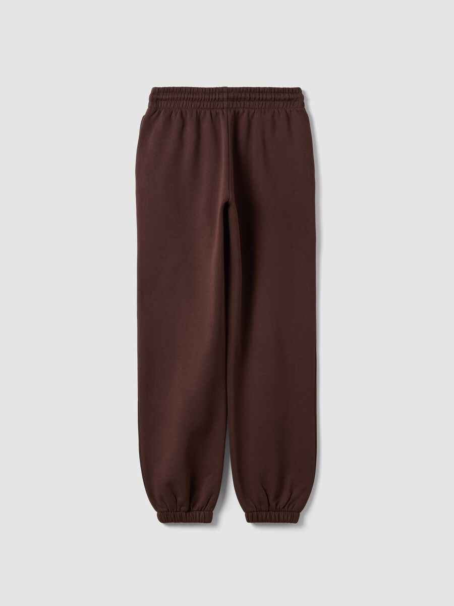 Brown cotton-blend joggers with elasticated waist, regular fit_6