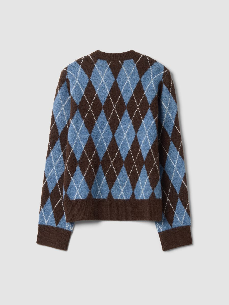 Multicolour stretch wool jumper with diamond jacquard and crew neck_2
