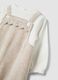 Beige organic cotton-blend babygrow with integrated bodysuit_2