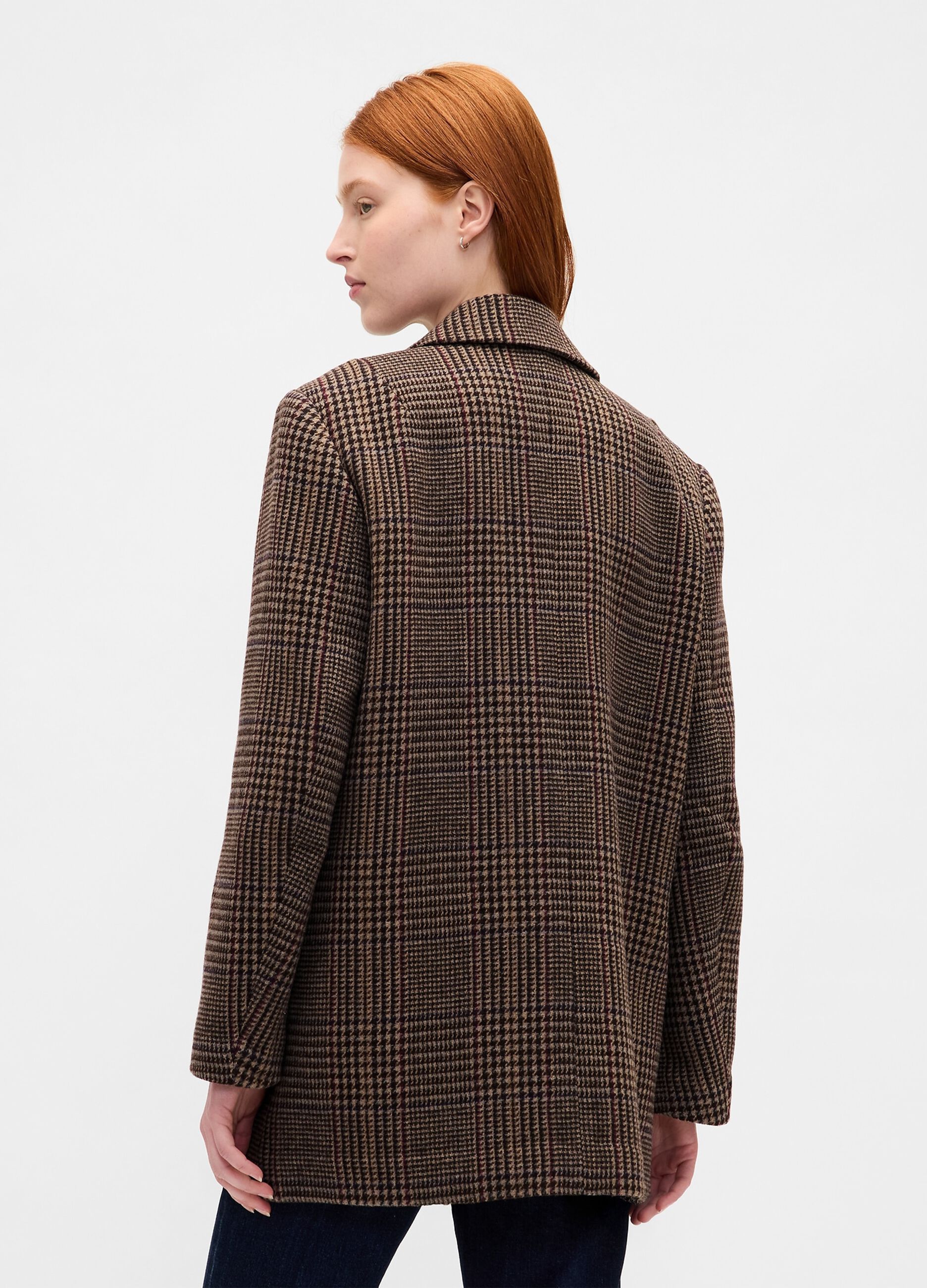 Brown Jacket with Checked Pattern