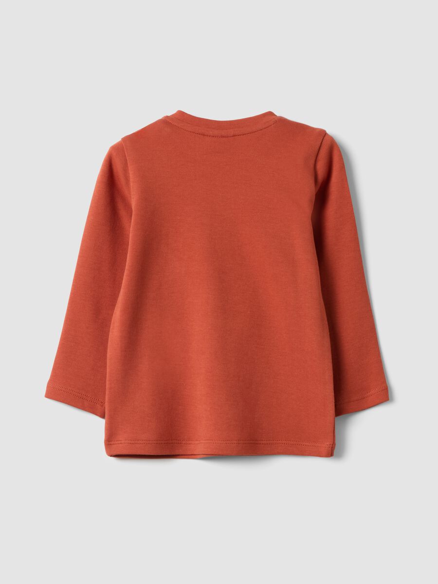 Orange organic cotton T-shirt with animal print_1