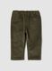 Pantaloni verdi in cotone elasticizzato a coste_0