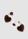 Brown heart earrings with red stone_2