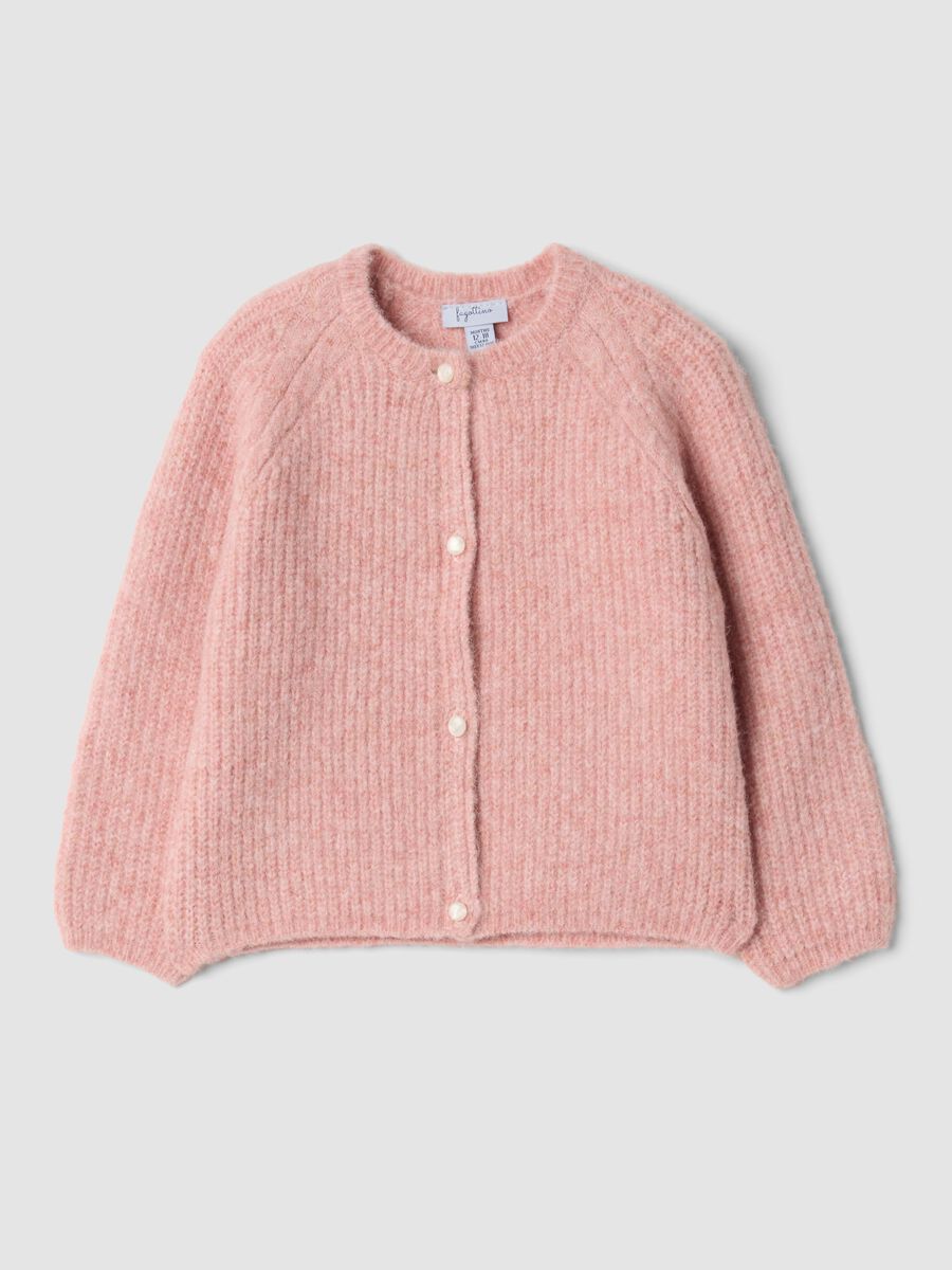Pink oversized cardigan in stretchy viscose and wool_0