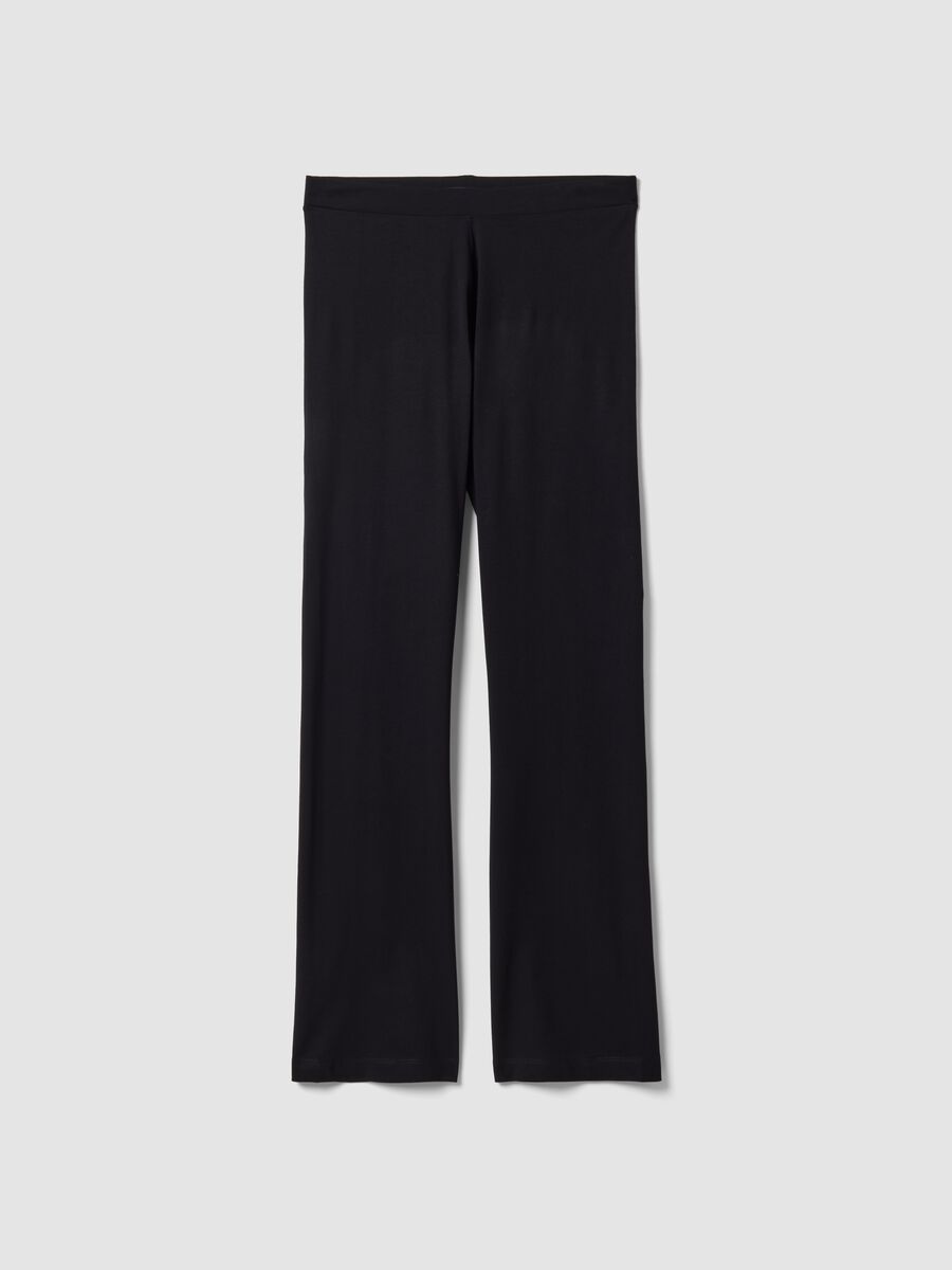 Black flared leggings in stretch cotton_0