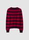 Maglia rossa in pura lana a righe con girocollo_2