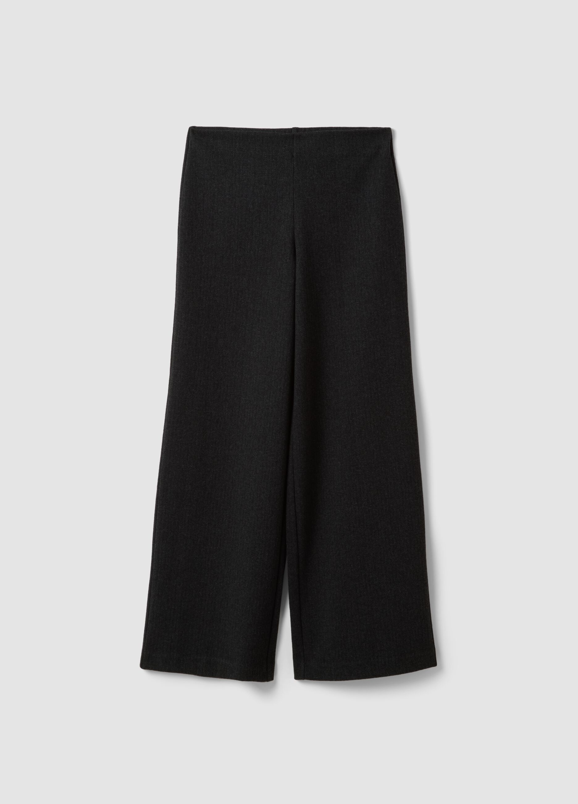Black wide-leg trousers in stretch viscose