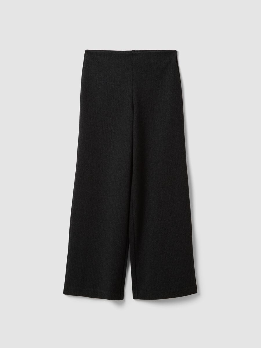 Black wide-leg trousers in stretch viscose_0