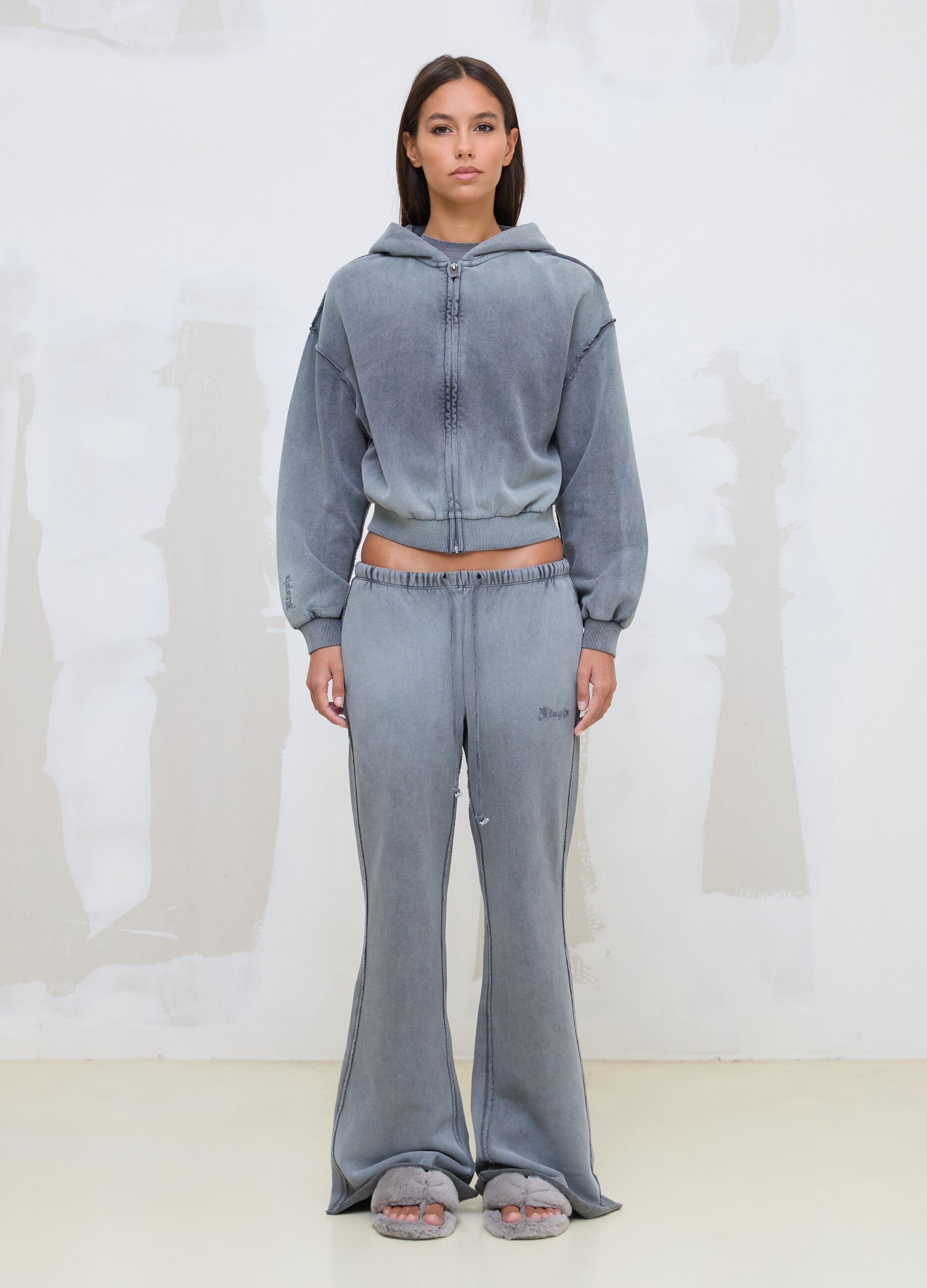 هودي Sunfaded بسحّاب كامل باللون الرمادي Vintage Grey