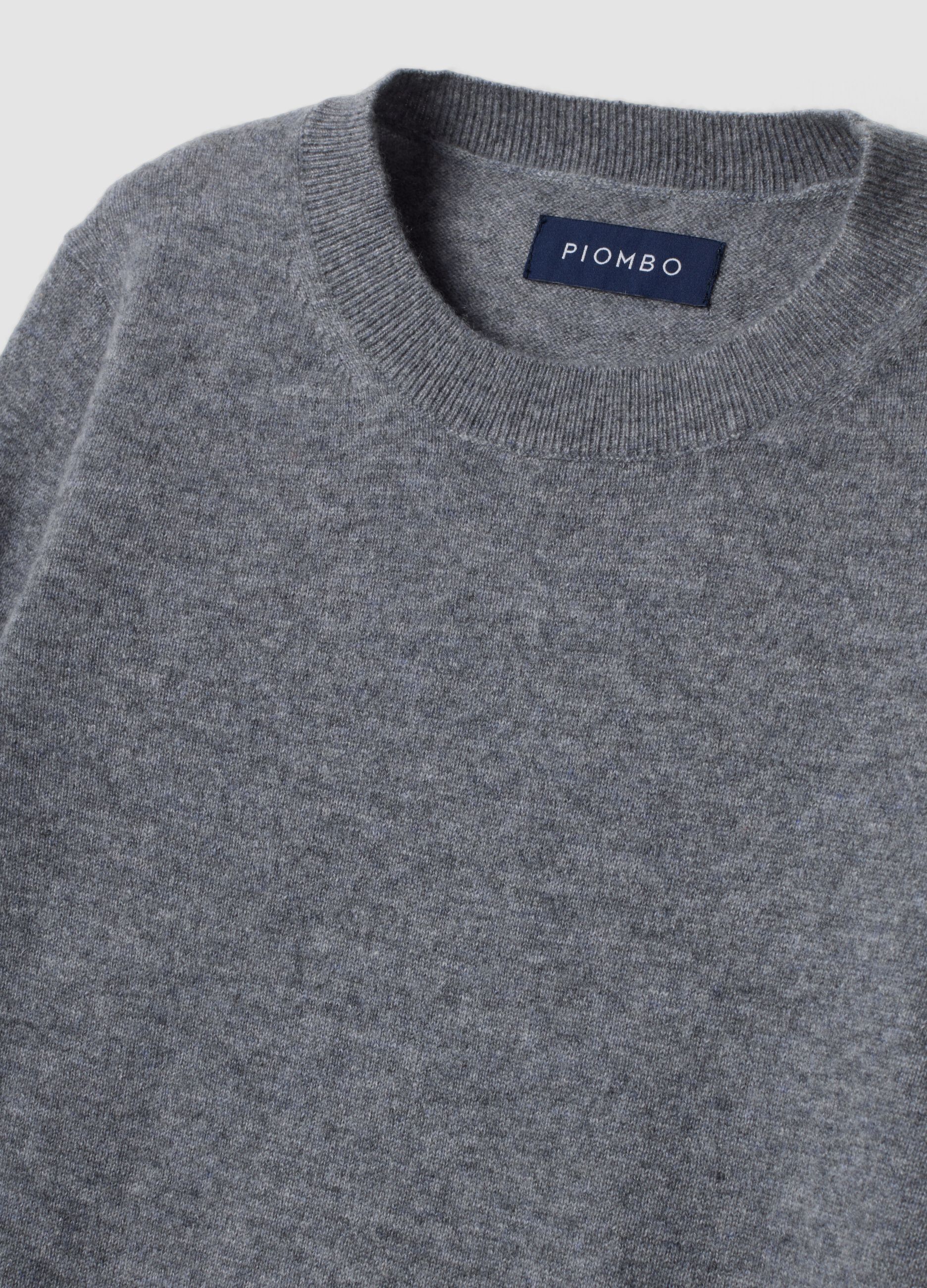 Grey pure cashmere crew-neck jumper