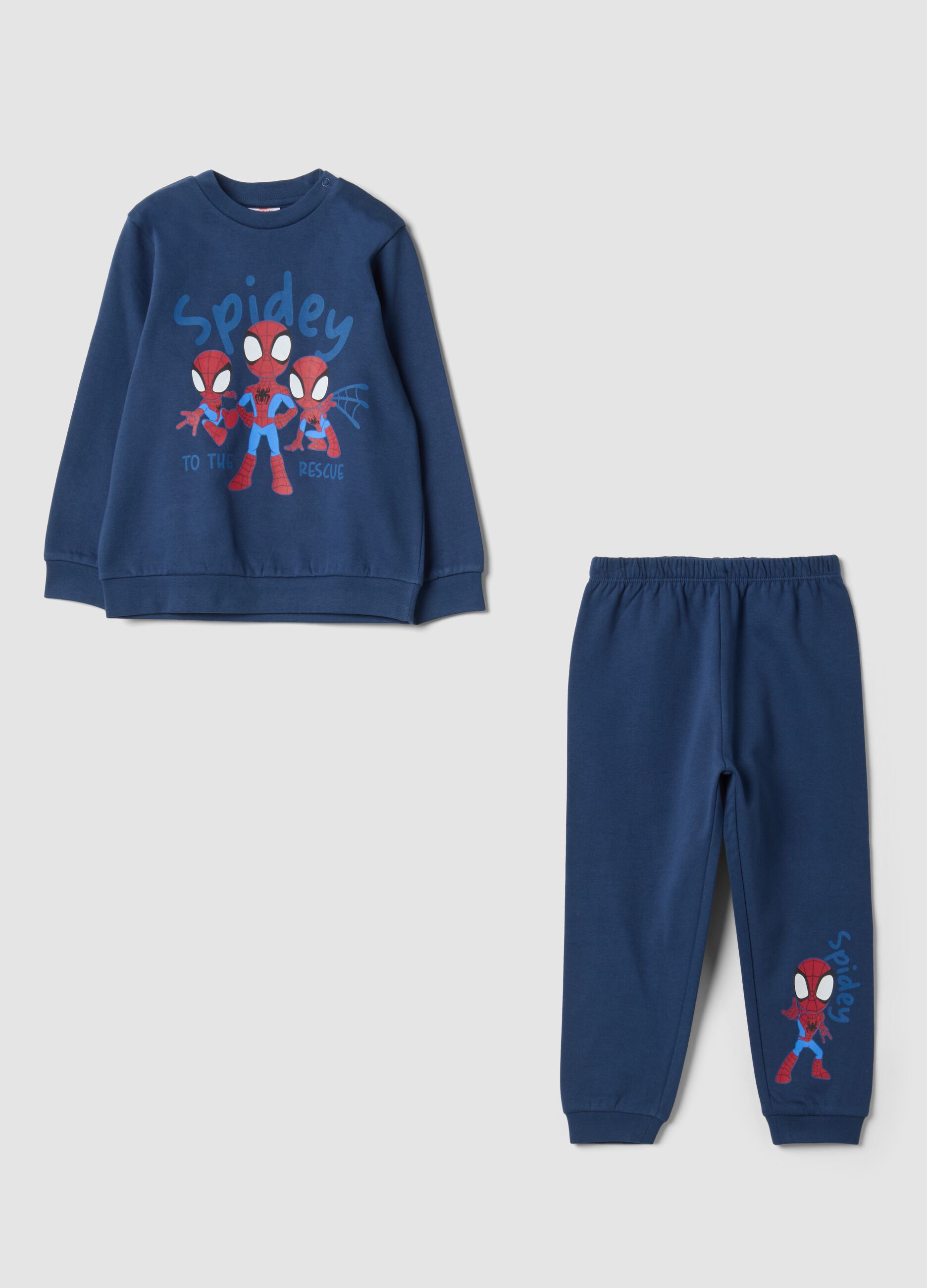 Pigiama blu in puro cotone organico con stampa MARVEL Spider-Man