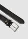 Black genuine leather belt with metal buckle_1