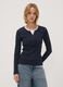 Blue long-sleeved pure cotton crew-neck T-shirt_0